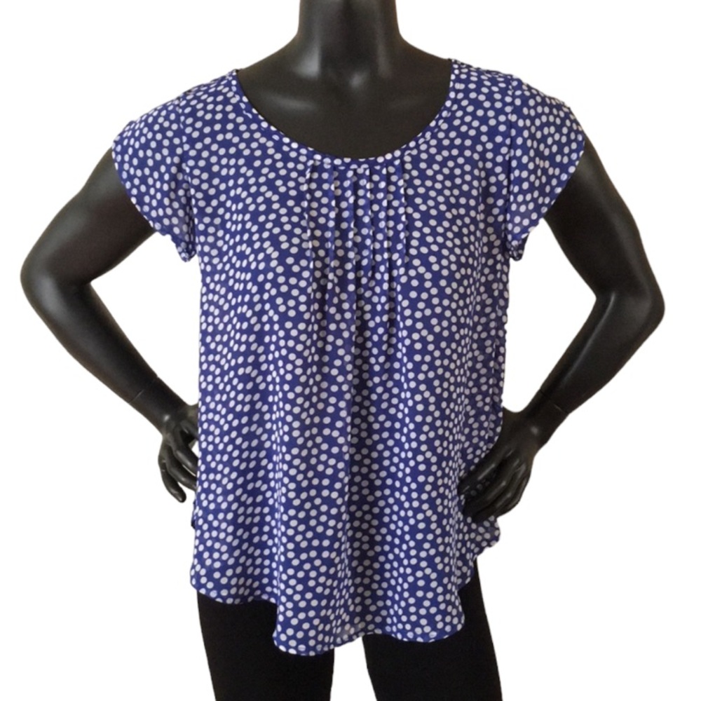 Forever 21 Lightweight Flutter Sleeve Blue White Print Top Small